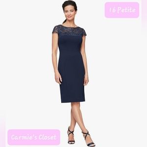 🔥NWT🔥OBO🔥 🔵 Alex Evenings Women's Short Embroidered Dresses Size 16P